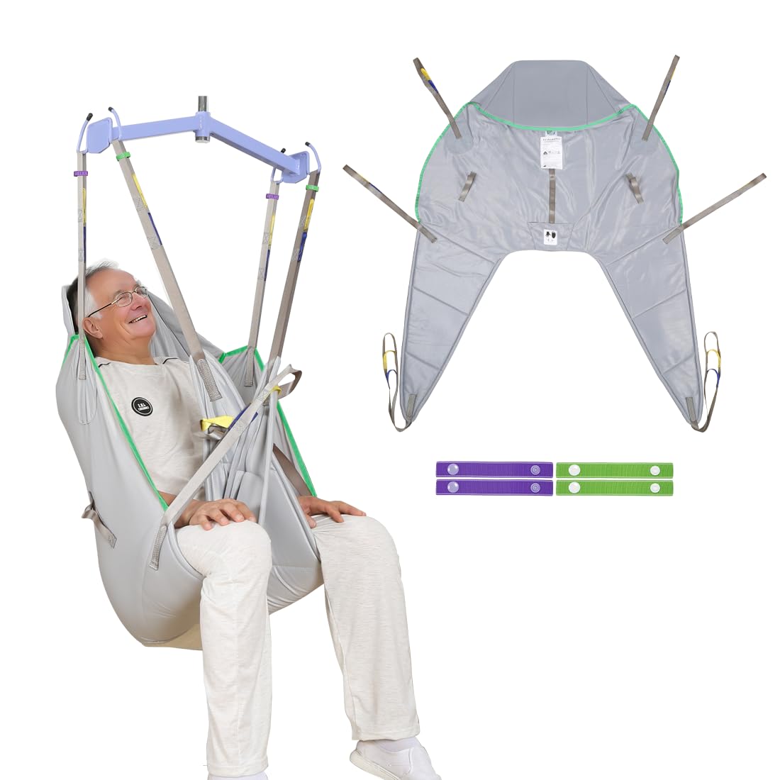 EZ Assistive Patient Lift Universal Padded Sling with Head Support, Lift U-Sling for Patient Transfer and Reposition Home Use, 500lbs (Blue, Large) — Amazon image 11