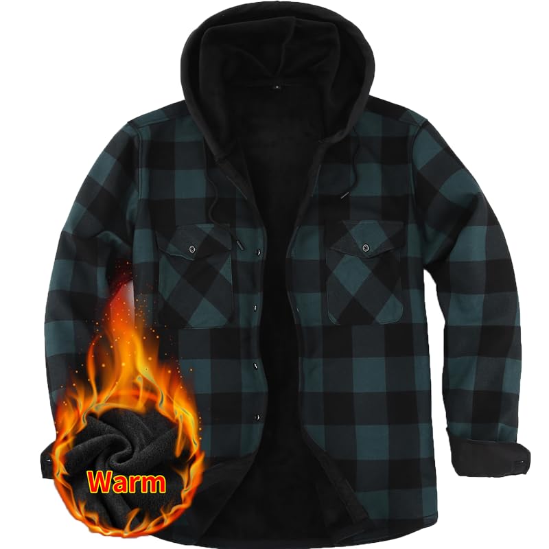 Design: Camicia a quadri da uomo, stile casual, 2 tasche, motivo a quadri vintage, orlo arrotondato.