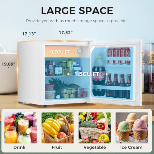 Image of Antarctic Star 1.7 Cu.Ft Compact Refrigerator with Freezer,Adjustable Thermostat,Removable Glass Shelf,Single Reversible Door Mini Fridge for Bedroom,Office,Dorm,White