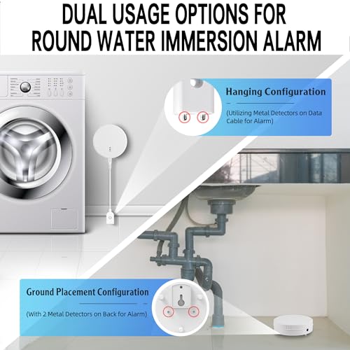 TOWODE-WiFi-Water-Leak-Detector-100db-Loud-Alarm-Water-Sensor-Alarm-and-App-Alerts-Suitable-for-Kitchen-Warehouse-Laundry-Toilet-for-Home-and-Basement-Water-Leak-Alert-with-APP-Push-2P-Round