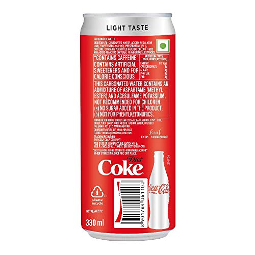 Image of Coca-Cola Cola Soft Drink - Diet Coke, 330Ml Can, Vegetarian
