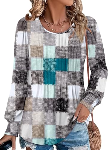 BETTE BOUTIK Long Sleeve Shirts for Women Fall Tops Dressy Blouses Crewneck Tunic Tops for Leggings S-3XL
