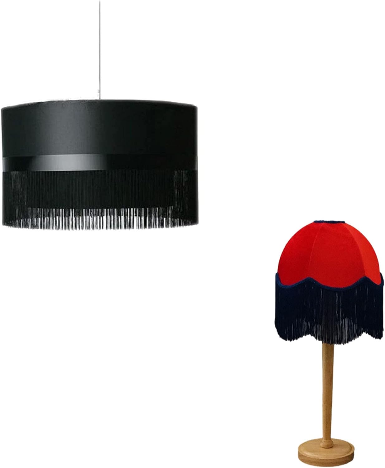 6.5 Yard 4 Inches Polyester Fringe Trim Lace Chainette Tassel Fringe Trimming for Latin Dress Stage Clothes Lamp Shade Decoration DIY (Black)