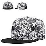 Gorras para Hombres Originales Hip Hop Snapback Hats for Men-Gorras Planas Cool Girl Baseball Hat Gifts for Boys Flat Visor Adjustable Outdoor Cap for Men Women Floral Tiger