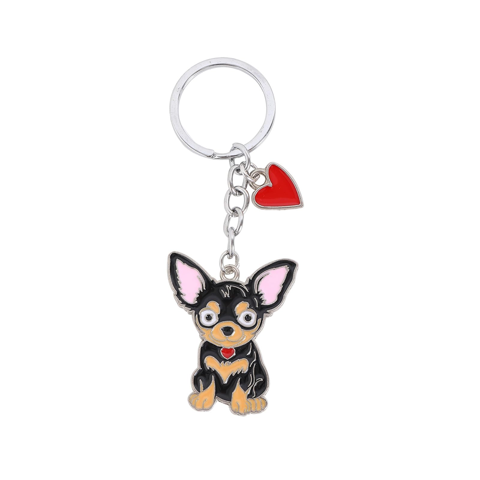 BT Bear Dog Keychain,Dog ID Tag Cute Metal Dog Keychain Keyring Keyfob Bag Charm (Chihuahua)