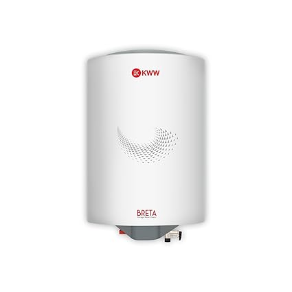 KWW Breta Storage Vertical Water Heater 15 Litre | BEE 4 Star Rated | Suitable High Rise Buildings | Wall Mounting | Rust Proof | 5-in-1 Multifunctional Valve