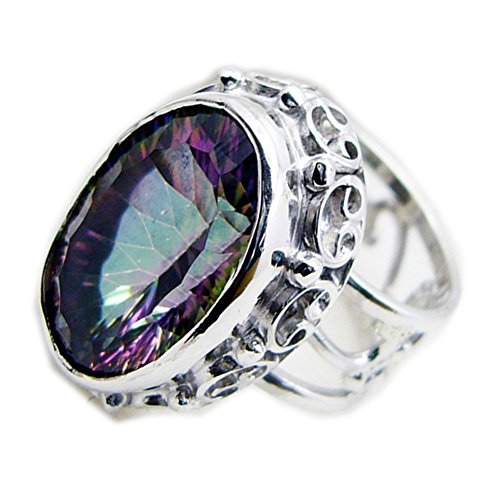Anneaux de mariage quartz mystique argent 925 ovale bague de fiançailles rétro