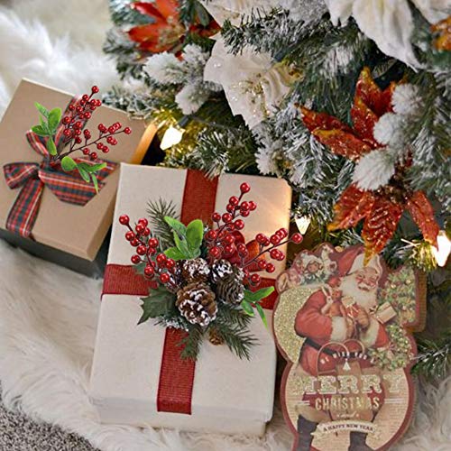Felice Arts Artificial Red Berry, 12 Pack Christmas Berry Stems Faux Holly Berries Branches for Christmas Tree Fireplace Wreath Crafts Holiday and Home Decor