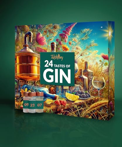 Gin Adventskalender 2025-24 außergewöhnliche Gin Minis mit je 30 ml Inhalt - Premium Gins aus aller Welt inkl. Blind Tasting, hochwertiges Booklet und Video Tasting
