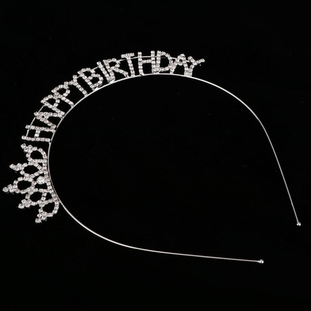 Happy Birthday Tiara Crystal Rhinestone Crown Headwear Hair Jewelry GiftCollectibles