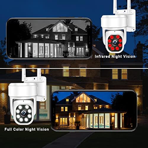 KAMEP 2K Security Camera Outdoor Wireless with Color Night Vision, 4MP PTZ CCTV Camera with 355°Pan 110°Tilt, Home Wifi Wired IP Camera Auto Tracking PIR Motion Detection, Two-way Audio