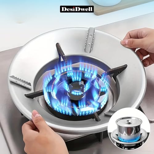 Image of Gas Saver Burner Dish, Energy Saving Gas Stove Stand, Windproof Energy Saving Stand Metal Body Pack of 2