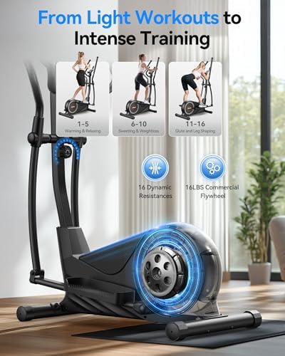 Niceday Elliptical Exercise Machine, Elliptical Machine for Home, Magnetic Elliptical Trainer with 15.5IN Stride, 16 Resistance Levels, 400LBS Loading Capacity Brown - 4