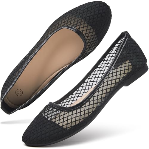 hash bubbie Women's Flats Shoes Ballet Flats Womens Knit Mesh Washable Dress Shoes Comfortable Slip on Loafers for Women Breathable Business Casual Shoes