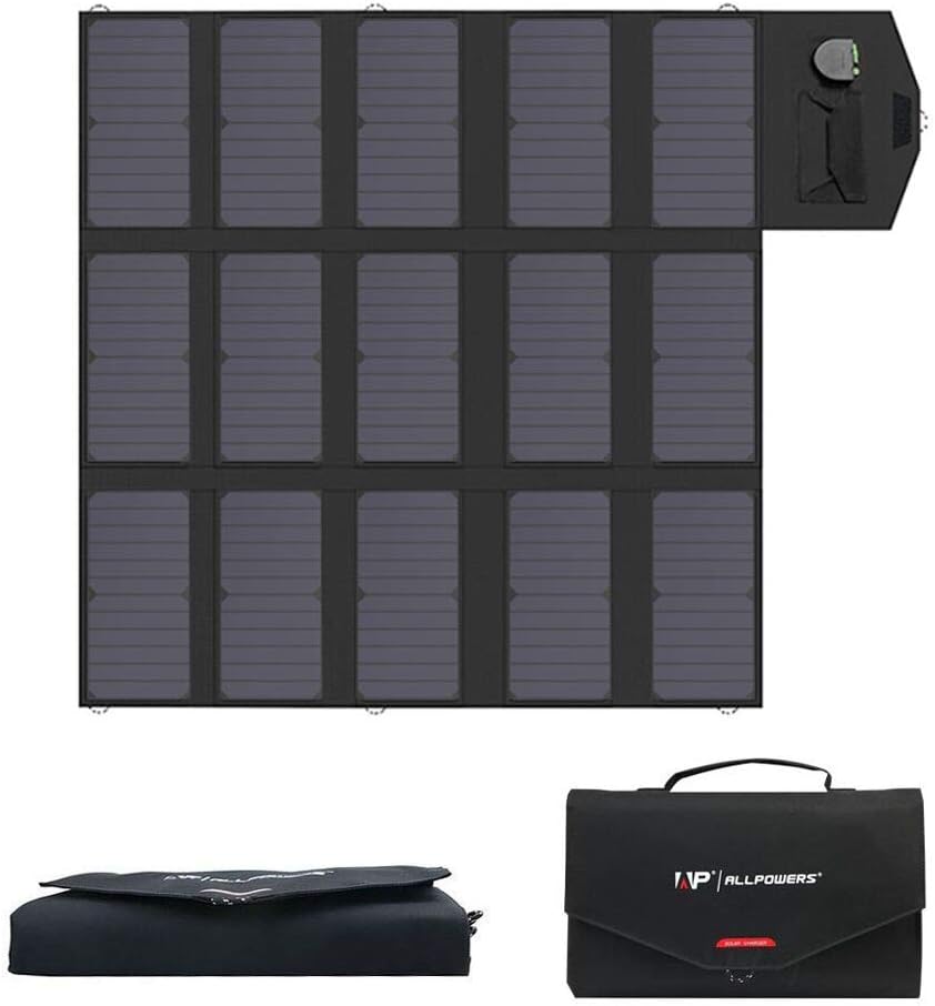 Solar Charger 100W Solar Panel Foldable Portable with Dual 5v USB18v DC for Laptop, Tablet, Notebook, 12v Car, Boat, RV Battery, Camping, Hiking, Travel