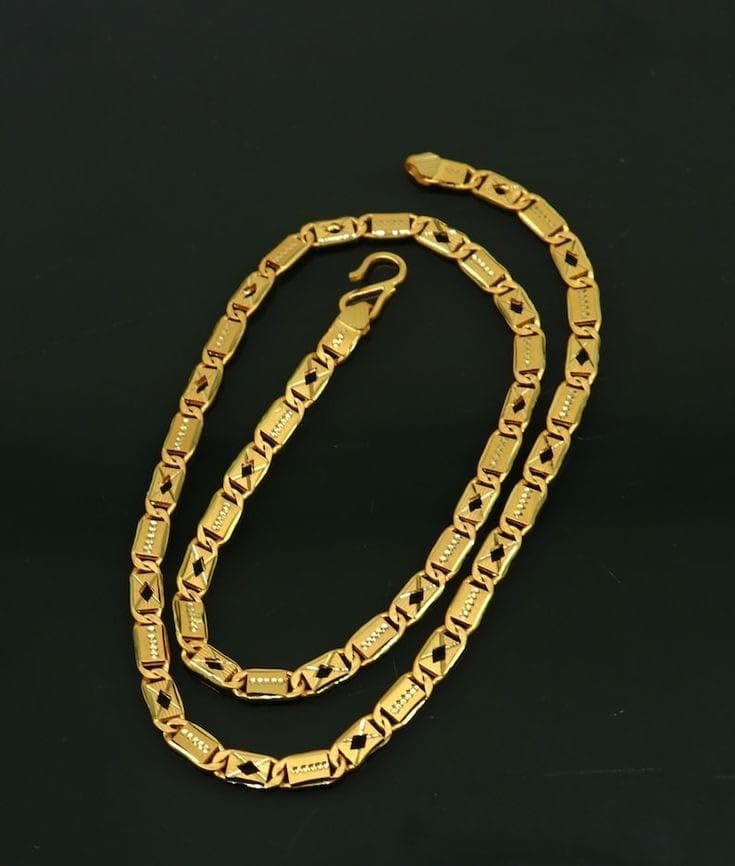 One gram Stylish Golden Neck woman and men Chain “24” Inches Gold-plated Chain_F90-picture-31