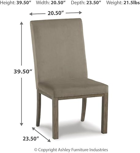 Miniatura 3 de Signature Design by Ashley Chrestner Silla de comedor tapizada contemporánea, 2 unidades, gris y marrón Gris y marrón,Gris y marrón oscuro,Gris