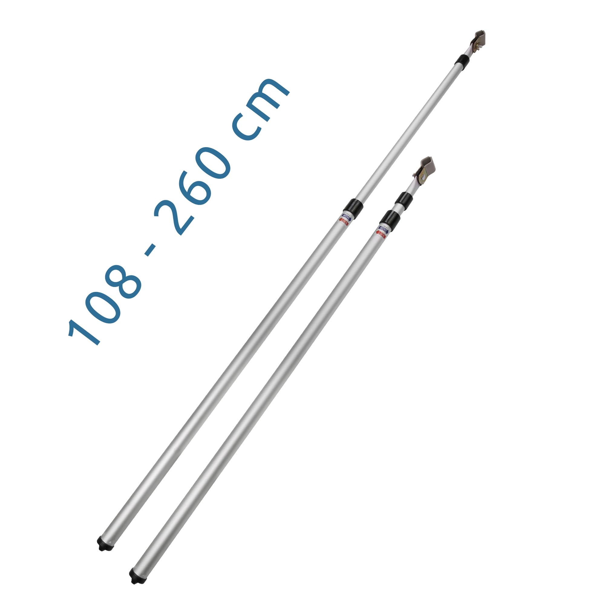 your GEAR Rear Upright Pole Set - 2 x Andruckstange, Vorzelte, Luftvorzelte, Teilvorzelte, Teleskopstange 108-260 cm