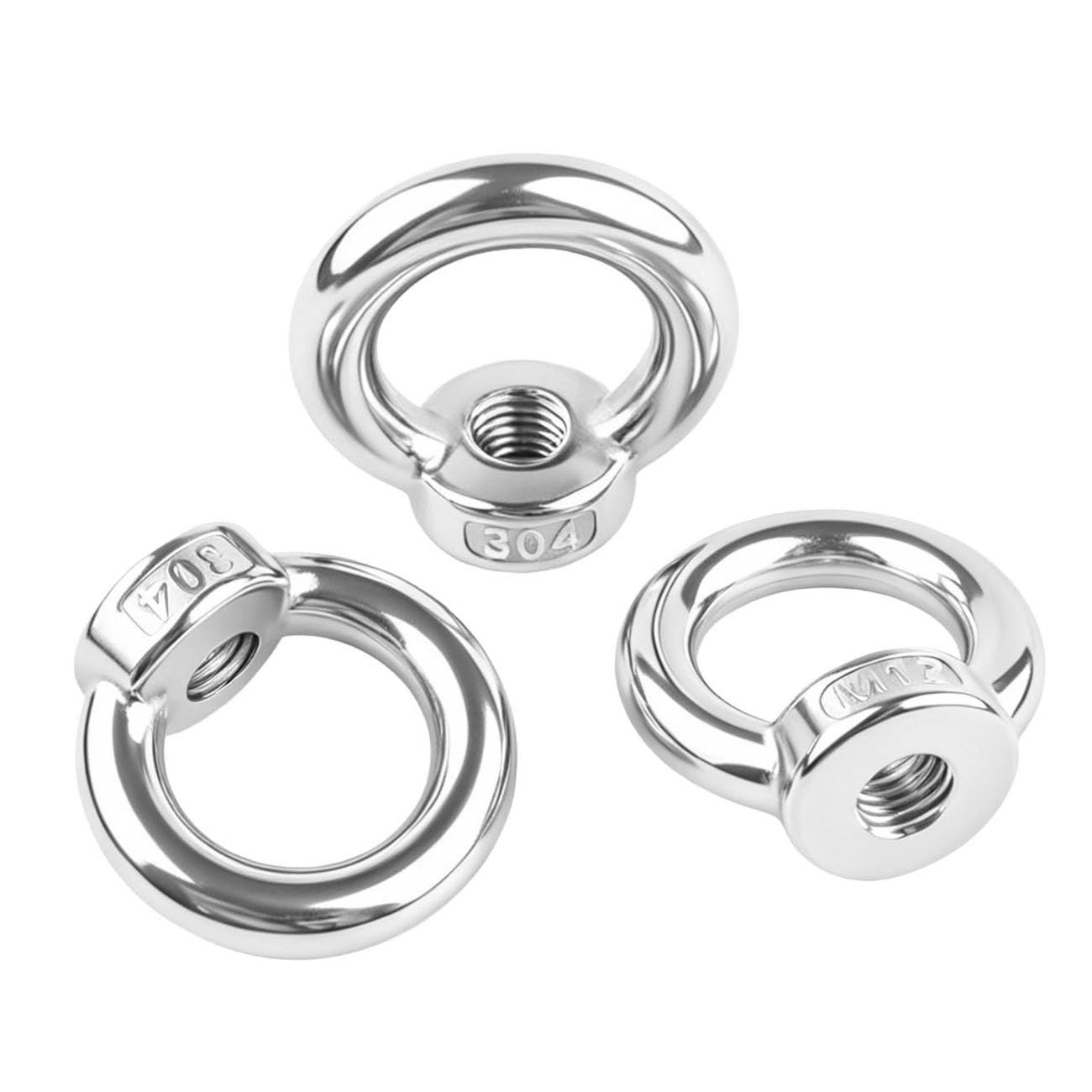 M6-1/4 Lifting Eye Nut Ring Shape 304 Stainless Steel Eye Threaded Nuts - 5PCS