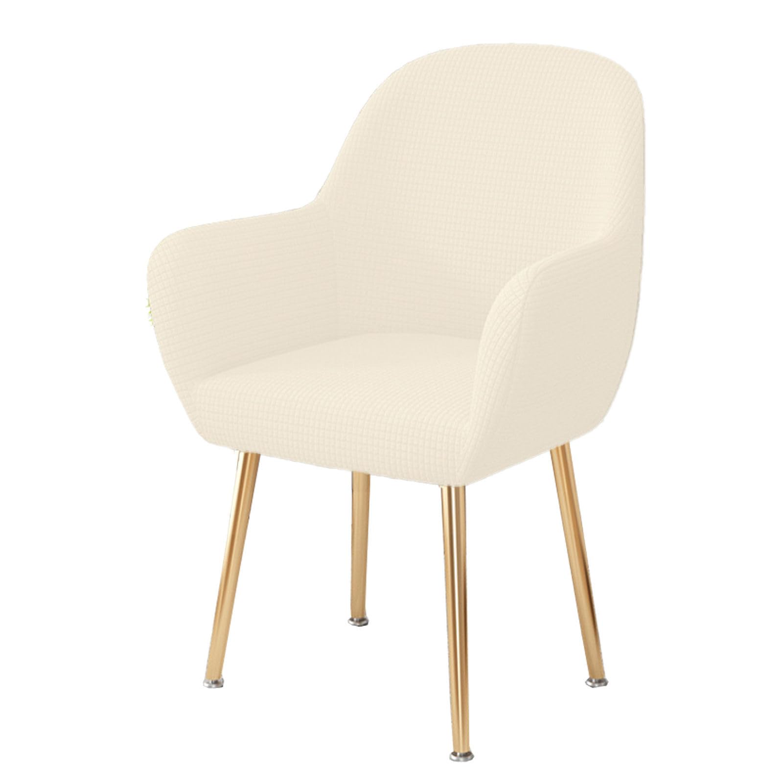 ZRCYXDW Comedor Sillas Cubiertas con Brazos Respaldo Elasticas, Extraíble Fundas para Sillas De Comedor con Brazos Respaldo Spandex Oficina Chair Cover De Escritorio Lavable-Beige-1 Pieza
