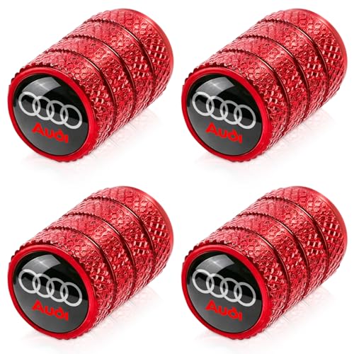 4pcs Tire Valve Stem Caps Compatible with Audi S3 A3 RS3 RS7 A4 A5 A6 A7 A8 Q3 Q5 Q7 R8 Series Stem Cap Universal Car Air Cover Car Accessories for Cars SUV Truck Motorcycles Red