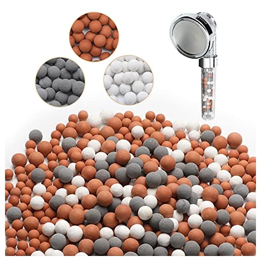 Replacement Anion Mineral Bead Stone Ball, Purifying Water Mineral Stone Bead, Filtration Stone Bead Ball for Filtered Shower Head, Diameter 7-8 mm (Orange, Gray, White,150.0 Grams)
