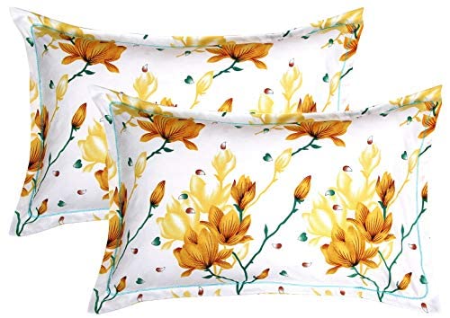 Image of BSB Home Cotton 105 TC 6 Piece Pillow Cover - 20 X 30 Inch, Pink, Green & Yellow