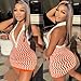 Ryehack Women’s Summer Halter Dress Backless Sundress Striped V Neck Bodycon Mini Beach Dress Y2k Sexy Casual Tank Dress Orange