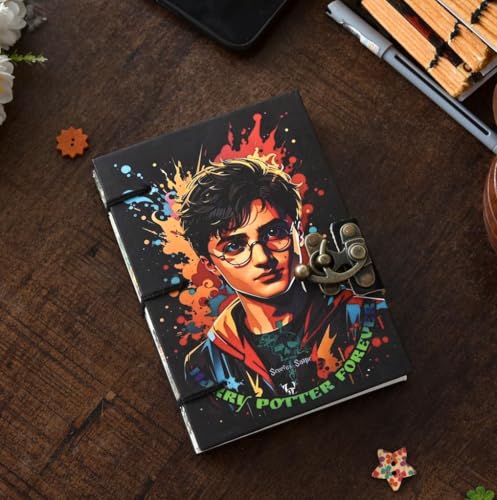 Image of Artisan-Crafted Vintage Harry porter Journal with Lock Closure | 144 Pages Recycled Paper Notebook | Hand-sewn by Local Artisans