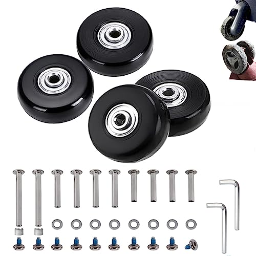 40mm Set of 4 Luggage Suitcase Replacement Wheels for Trolley Case Travel Bags Caster Inline Roller Skating Swivel Rubber Wheels Bearings Repair Kits with Axles 30mm&35mm&60mm