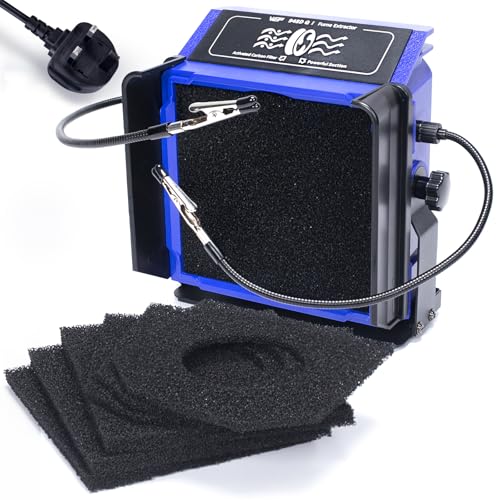 WEP 948DQ-I Fume Extractor Tool with Double Filtering, Helping Hands, Adjustable Tilt Angle, Fenders for Soldering Station, Soldering Iron with 6 Filtration Adsorbers(UK)