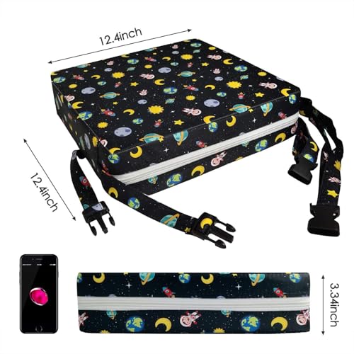 Image of Booster Seat for Kitchen Chair - Washable Toddler Booster for Dining Table, Portable Travel Increasing Cushion for Kid (Star Black)