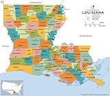Louisiana Parish (County) Map - Laminated (36' W x 31.13' H)