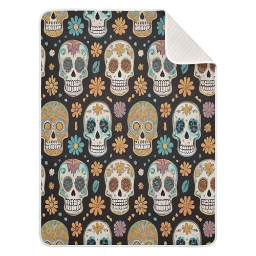 Burbuja Skulls Baby Blanket for Boys Girls, Nursery Soft Warm Swaddling Receiving Baby Blankets, 30x40 in Toddler Blanket