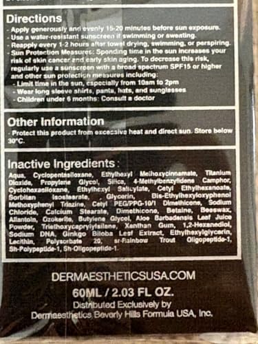 DBH DERMAESTHETICS DERMAESTHETICS SPF 47 Sun Protection/UV SHIELD/Repair sun damage! 2FL OZ. MADE IN USA