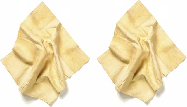 BIL 2 x Stitched Natural Authentic Chamois Leather Cloth | 1 Sq Ft Chamois Shammy Leather Wash Cloth | Car Shammy Leather Cleaning Cloth | Dry And Polish