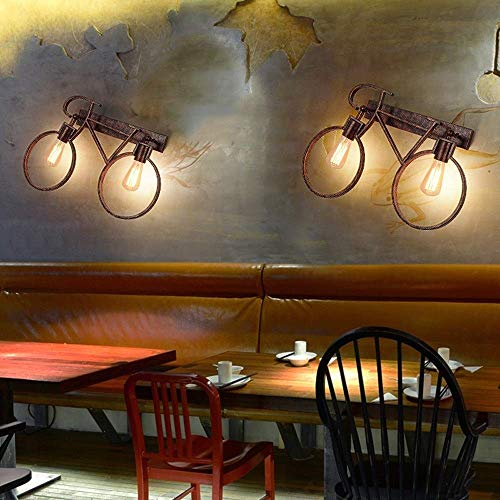 Lanterne Creative Vélo Applique Murale Vintage Industrielle E27 Rouge