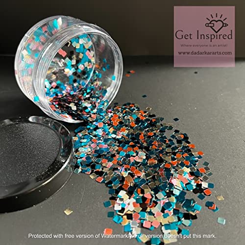 Super Shiny Assorted Square Glitter Chunks 3x3mm Size Heat Resistant Glitter for Resin, DIY Art & Craft 30gms Jar-image-26