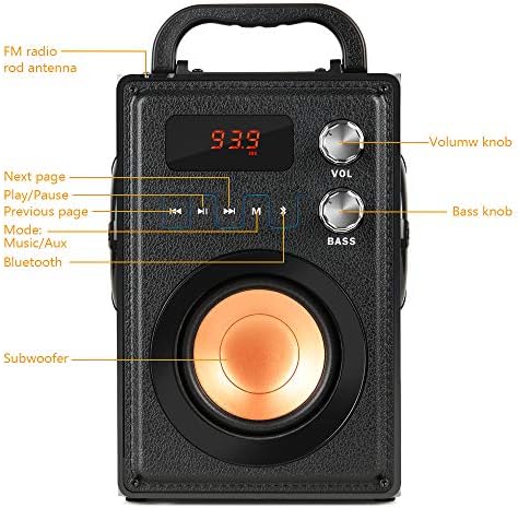 TAMPROAD 20W (30W Peak) Portable Bluetooth Speaker with Subwoofer Rich Bass Wireless Stereo Outdoor/Indoor Speakers Support Remote Control FM Radio TF Card for Home Party Smartphone Computer PC