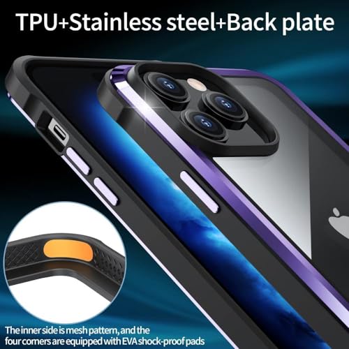 Protection silicone violet iPhone 14 Pro et étui transparent noir - 4