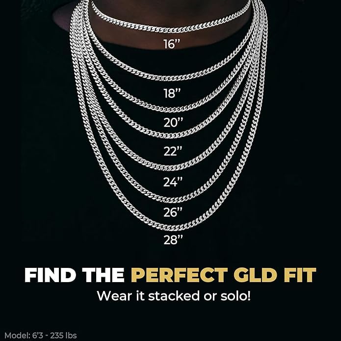 GLD Cuban Link Chain for Men and Women - Gold-Plated Micro Cuban Chain with Premium Storage Travel Pouch - Snatch-Proof Clasp, Sweat-Proof and Fade-Resistant - Lifetime Quality, Designed in Miami
