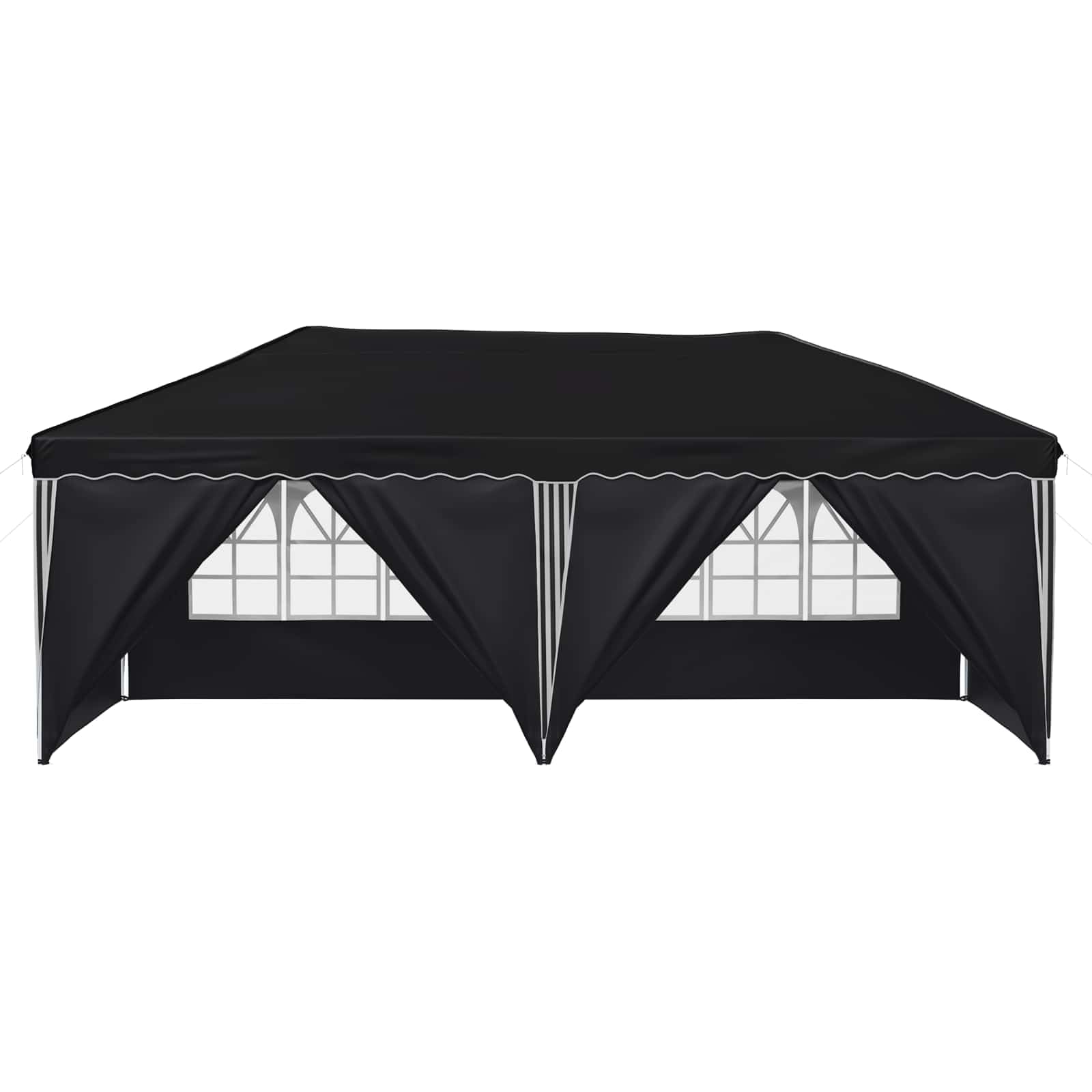 Namiot imprezowy pop-up, kolor antracytowy, 575 x 288 x 245 cm, z malowaną proszkowo stalową ramą, 6 części bocznych, z regulacją wysokości, do ogrodu, na taras, na zewnątrz, wesele