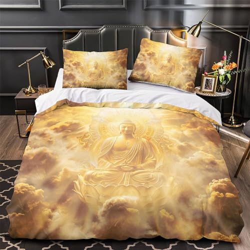 Linge de lit Bouddha 200x200 en microfibre douce impression 3D de qualité - 4