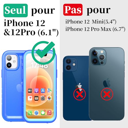 Coque étanche iPhone 12 / 12 Pro Cozycase antichoc intégrale bleu - 2