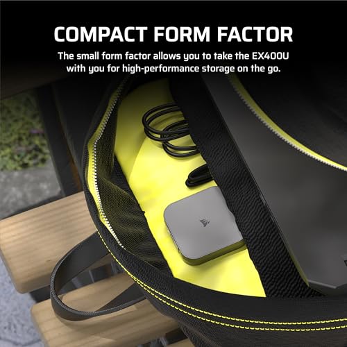 Corsair EX400U 2TB USB4 Portable External Type-C SSD – Up to 4,000MB/s Read, 3,600MB/s Write, USB 3.2 Gen2 2x2, Plug and Play, Thunderbolt 4, MagSafe, Includes 40Gbps Cable, Windows PC, iOS Mac – Gray