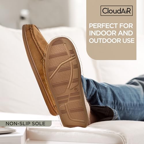 CLOUDAIR Men's Moccasin Slippers - Indoor Winter Slippers, Comfortable Slip On Indoor or Outdoor House Shoes, Faux Fur Lined Men’s Slippers with Memory Foam Padded Insoles4