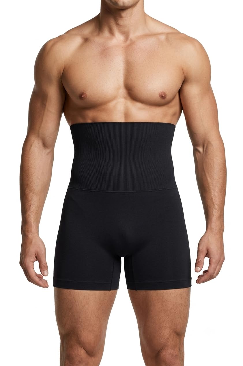 Men's High Waist Tummy Control Compression Shorts, Seamless Shapewear Boxer Briefs, Slimming Body Shaper Underwear, Stretch Compression Waist Trainer, Breathable Support Shorts-picture-29