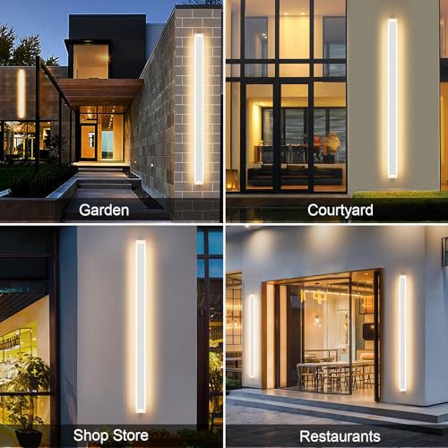 Image of Aipsun Porch Wall Lights 56.3inch Long Strip Modern Outdoor Wall Light Fixture, White Wall Mount Lighting Sconce Exterior Lights Wall Sconce 3000K for House Living Room Corridor(1 Pack)