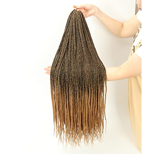 Themis Hair Ombre Blonde Crochet Box Braid 30Inch 6Packs Midium Size Premium Synthetic Crochet Braids Waist Length Individually Prelooped Handmade Soft Braids Hair Extension For Girls Women(30Inch M1B27) #TOP2