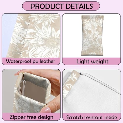 Image of 2 PCS Glasses Case Eyeglass Sunglasses Pouch Squeeze Portable Bag Soft Leather with Cleaning Cloth Women Men Girls